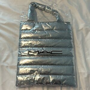 MAC Limited edition holiday tote bag quilted puffy satchel silver New in bag